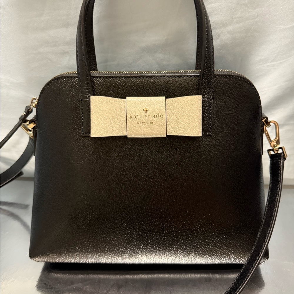 Kate Spade Black Satchel with Cream Bow